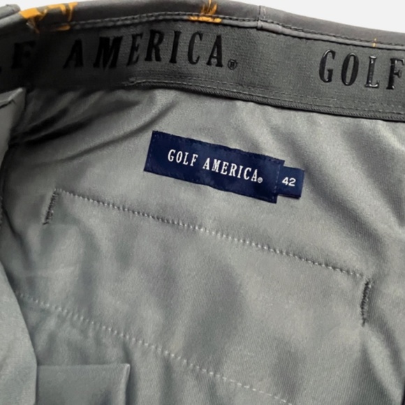 Golf America Men’s 42 Palm Tree Golf Cart Print Performance Shorts Gray Orange - Picture 4 of 6